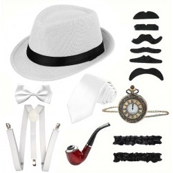 Гангстерський набір для чоловіка в білому кольорі (8 предметів) Гангстерський набір для чоловіка в білому кольорі (8 предметів)