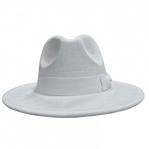 Капелюх у стилі Гетсбі білий з білим з бантом
