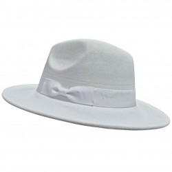 Шляпа в стиле Гэтсби белого цвета с белым бантом