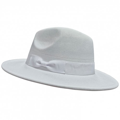 Капелюх у стилі Гетсбі білий з білим з бантом