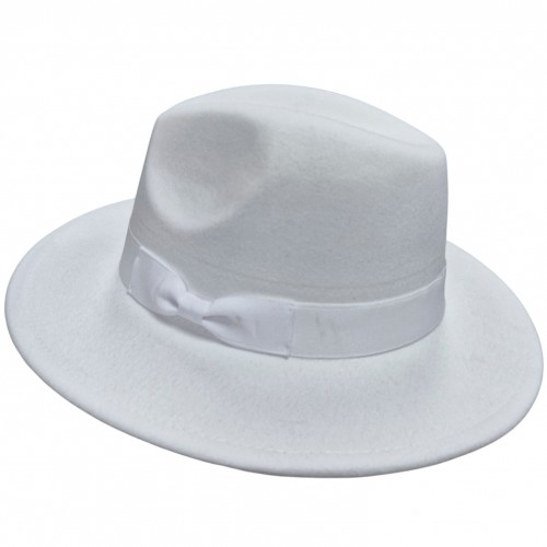 Капелюх у стилі Гетсбі білий з білим з бантом