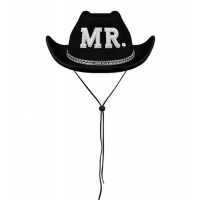 Ковбойская шляпа жениха «Mr.» черная со стразами