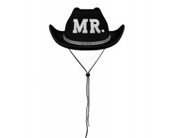 Ковбойський капелюх нареченого «Mr.» чорний зі стразами