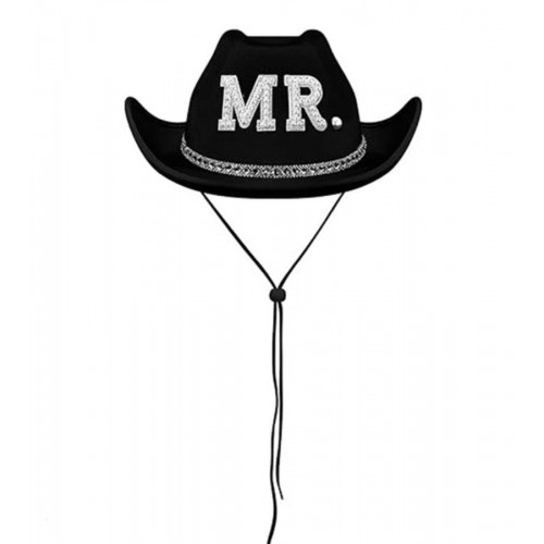 Ковбойський капелюх нареченого «Mr.» чорний зі стразами