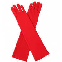 Красные длинные перчатки 43 см из эластичной ткани для гангстерской вечеринки Красные длинные перчатки 43 см из эластичной ткани для гангстерской вечеринки
