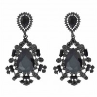 Великі чорні сережки з камінням «фатальна діва» для гангстерської вечірки Великі чорні сережки з камінням «фатальна діва» для гангстерської вечірки