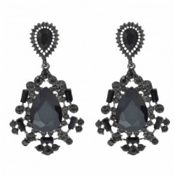 Великі чорні сережки з камінням «фатальна діва» для гангстерської вечірки Великі чорні сережки з камінням «фатальна діва» для гангстерської вечірки