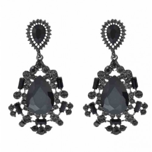 Великі чорні сережки з камінням «фатальна діва» для гангстерської вечірки