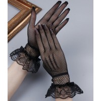 Кружевные сетчатые перчатки с воланами чёрные для вечеринки в стиле Гэтсби Кружевные сетчатые перчатки с воланами чёрные для вечеринки в стиле Гэтсби