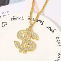 Мужская цепочка с подвеской доллар ($), золотистая, 70 см Мужская цепочка с подвеской доллар ($), золотистая, 70 см