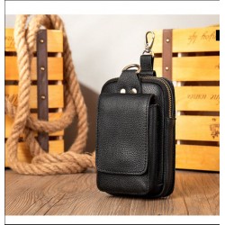 Мужская кожаная сумка-чехол на ремень для телефона, черная (натуральная кожа) Мужская кожаная сумка-чехол на ремень для телефона, черная (натуральная кожа)