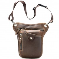 Мужская кожаная сумка на бедро (на ногу) Crazy Horse, цвет «кофе», для телефона и документов