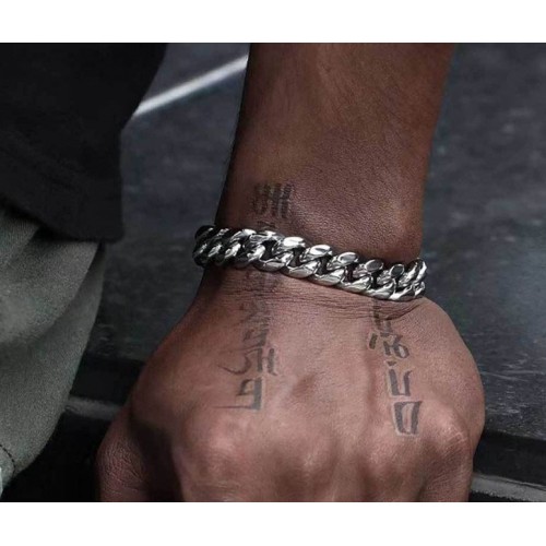 Мужской браслет кубинская цепь Cuban Chain 8 мм из нержавеющей стали, 21.6 см