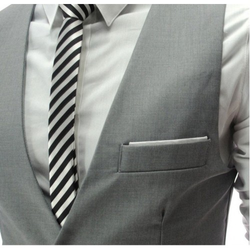 Чоловічий приталений жилет у стилі Гетсбі, світло-сірий, V-подібний виріз Чоловічий приталений жилет у стилі Гетсбі, світло-сірий, V-подібний виріз