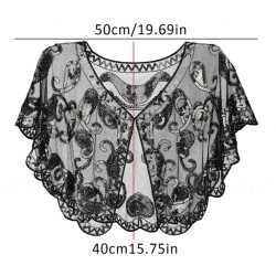 Пелерина 1920-х чёрная с пайетками для вечеринки Гэтсби / карнавала