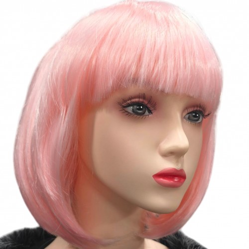 Парик каре розовый с чёлкой