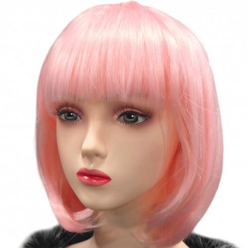 Парик каре розовый с чёлкой