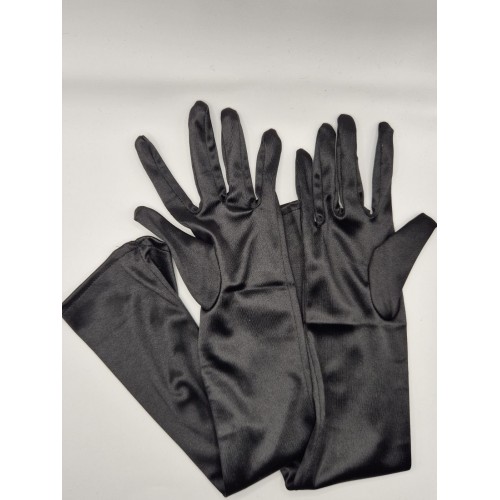 Длинные атласные перчатки черные 52 см для вечеринки и карнавала