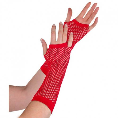 Перчатки сетчатые красные 80-х для вечеринки и ретро-образа