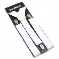 Підтяжки білі 3,5 см на 3 кліпсах — стиль Гетсбі Підтяжки білі 3,5 см на 3 кліпсах — стиль Гетсбі