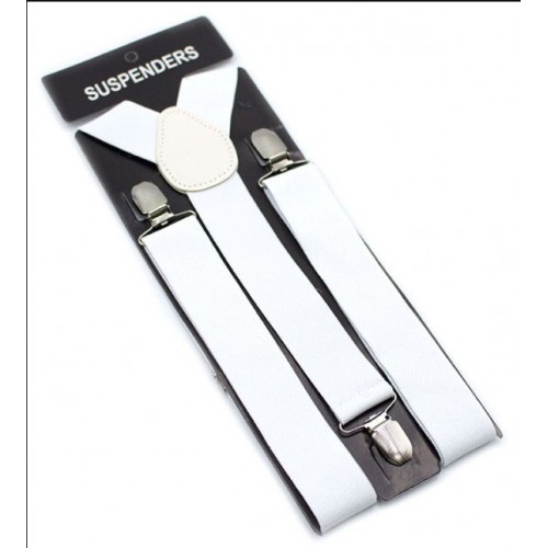 Подтяжки белые 3,5 см на 3 клипсах — стиль Гэтсби