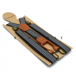 Подтяжки мужские черные в белую полоску 4 клипсы 2,5 см — стиль Гэтсби Подтяжки мужские черные в белую полоску 4 клипсы 2,5 см — стиль Гэтсби