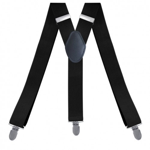 Подтяжки мужские Y-образные 3.5 см, 3 клипсы — чёрные