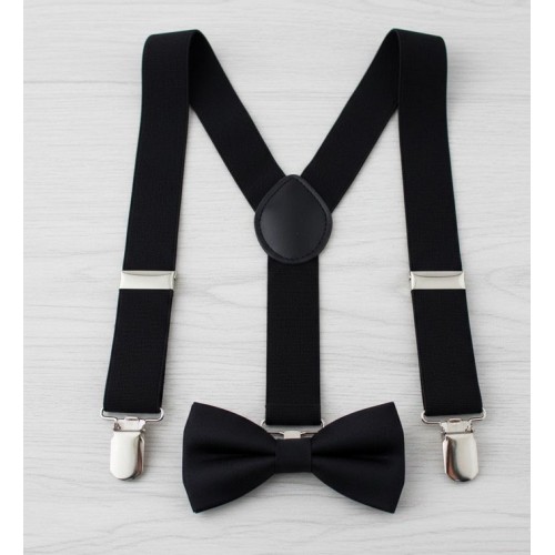 Подтяжки с бабочкой черные для взрослых — набор в стиле Гэтсби 1920-х