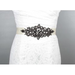 Пояс в стиле Гэтсби «Midnight Deco» с чёрными кристаллами