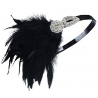 Пов'язка на голову гетсбі «Midnight Feather» з чорними пір'ями та кристалами Пов'язка на голову гетсбі «Midnight Feather» з чорними пір'ями та кристалами