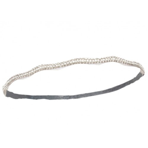 Пов'язка на голову Гетсбі «Silver Wave» 1920-ті, біла з кристалами