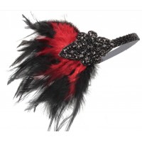 Пов'язка на голову Гетсбі «Scarlet Noir» з чорно-червоними пір'ями Пов'язка на голову Гетсбі «Scarlet Noir» з чорно-червоними пір'ями