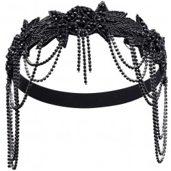 Повязка-ободок в стиле Гэтсби с чёрными бусинами и кистями для гангстерской вечеринки