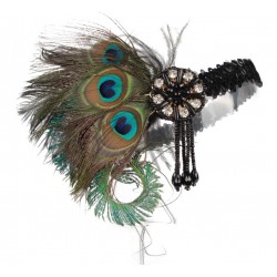 Повязка «Павлинья ночь» с чёрными пайетками и перьями для вечеринки в стиле Гэтсби