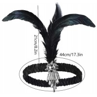 Пов'язка з чорними пір'ям і срібними намистинами для гангстерської вечірки Пов'язка з чорними пір'ям і срібними намистинами для гангстерської вечірки