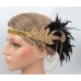 Повязка в стиле Гэтсби «Golden Noir» с цепочками и перьями