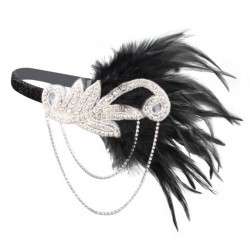 Повязка в стиле Гэтсби «Silver Jazz» с перьями и цепочками