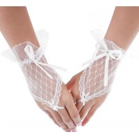 Перчатки кружевные через палец (белые)