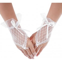 Перчатки кружевные через палец (белые)