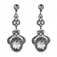 Сріблясто-чорні сережки з прозорим кристалом для гангстерської вечірки Сріблясто-чорні сережки з прозорим кристалом для гангстерської вечірки