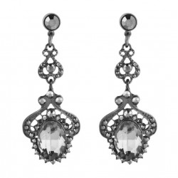 Серебристо-чёрные серьги с прозрачным кристаллом для гангстерской вечеринки