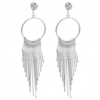 Серебристые серьги с длинной бахромой 1920-х для гангстерской вечеринки Серебристые серьги с длинной бахромой 1920-х для гангстерской вечеринки