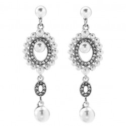 Серебристые серьги с жемчугом и стразами в стиле Гэтсби для гангстерской вечеринки