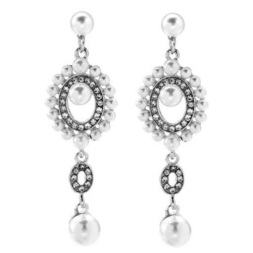 Серебристые серьги с жемчугом и стразами в стиле Гэтсби для гангстерской вечеринки