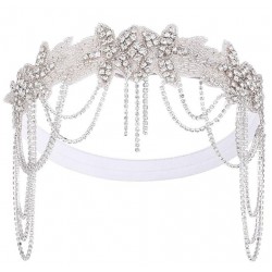 Серебристый ободок в стиле Гэтсби со стразами для гангстерской вечеринки