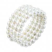 Широкий браслет з скляного перлів у чотири ряди для гангстерської вечірки Широкий браслет з скляного перлів у чотири ряди для гангстерської вечірки