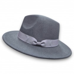 Темно-фиолетовая шляпа федора с широкими полями и бантом унисекс