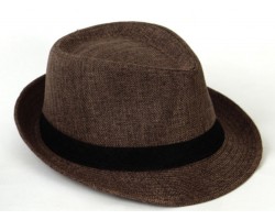 Шляпа федора «Кофейный джаз» коричневая с черной лентой 58 см