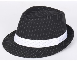 Шляпа гангстера «Белый Чикаго» черная в полоску с белой лентой