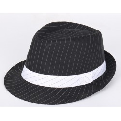 Шляпа гангстера «Белый Чикаго» черная в полоску с белой лентой